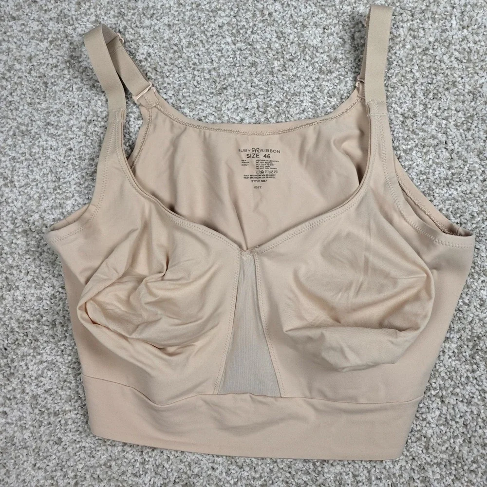 Ruby Ribbon Nude Everyday Demiette Bra 3067 Wire Free Cami Plus Size 46